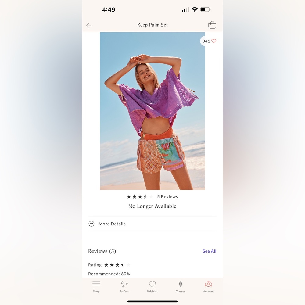 Free People Keep Palm set - oversized top with Terry shorts XL